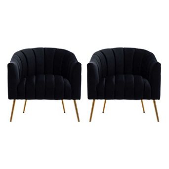 SEYNAR Modern Velvet Accent Chair,Round Upholstered Barrel Chair for Living Room
