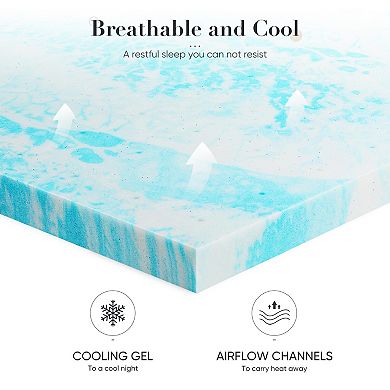 YIORTWO 3 Inch Memory Foam Mattress Topper Cooling Gel Pressure Relief