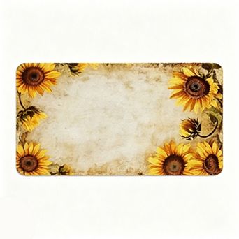 Vintage Sunflower Border Floor Mat Retro Rustic Farmhouse Doormat