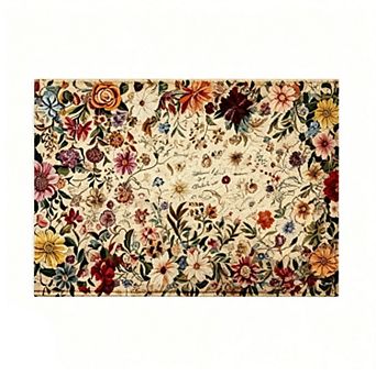 Vibrant All Over Floral Floor Mat Busy Vintage Botanical Doormat