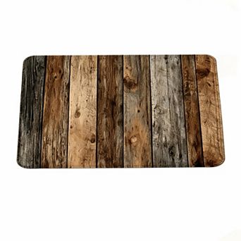 Vintage Mixed Color Wood Floor Mat Retro Home Indoor Decor Rug