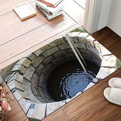 Vintage Stone Brick Old Well Floor Mat Creative 3D Visual Rug