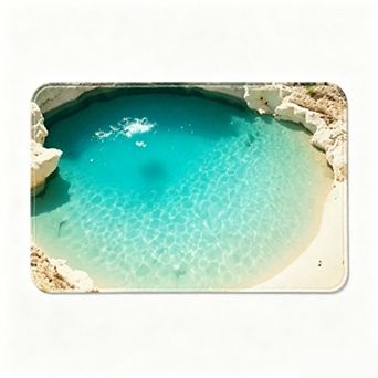Turquoise Shallow Pool Scenery Floor Mat Soft Bathroom Anti Slip Rug