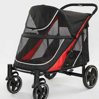 Foldable All-Terrain Pet Stroller with Weather Cover, Dual Entry Design Lightweight Dog Cat Cart