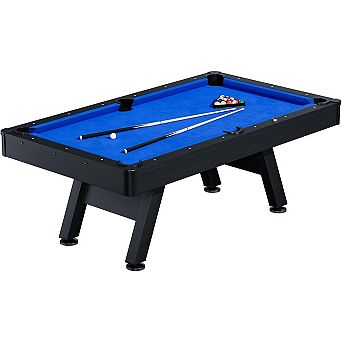 7 ft Pool Tables with Wood Finish,Complete Billiard Set with 2 Cues, Balls