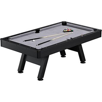 7 ft Pool Tables with Wood Finish,Complete Billiard Set with 2 Cues, Balls