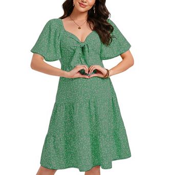 Womens Maternity Casual Floral Ruffle Short Sleeve Sundresses Beach Mini Dress