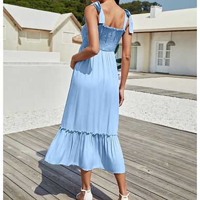 Women's Maternity Sleeveless Boho Ruffle Cami Dress