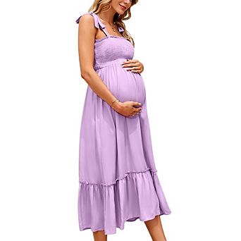 Women's Maternity Sleeveless Boho Ruffle Cami Dress