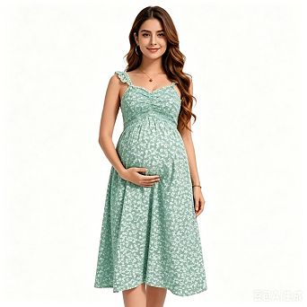 Maternity Dress Casual Sleeveless Pregnancy Sundress for Daily Outdoor Wear