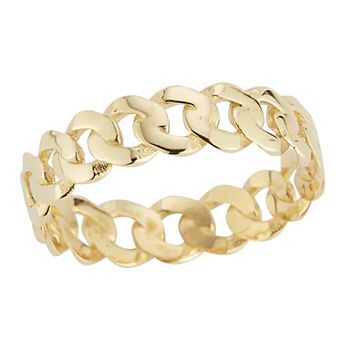 LUMINOR GOLD 14k Gold Straight Shank Half-Round Curb Chain Band Ring