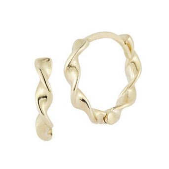 LUMINOR GOLD 14k Gold Twist Huggie Hoop Earrings