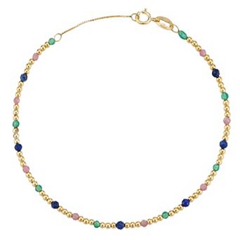 LUMINOR GOLD 14k Gold Multi-Gemstone Beaded Bracelet