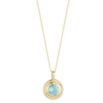 LUMINOR GOLD 14k Gold Double Bezel Gemstone Pendant Necklace