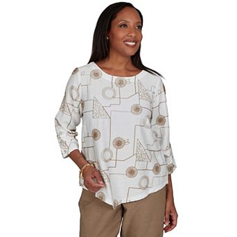 Women's Alfred Dunner Sparkle Soutache Geo Floral Top