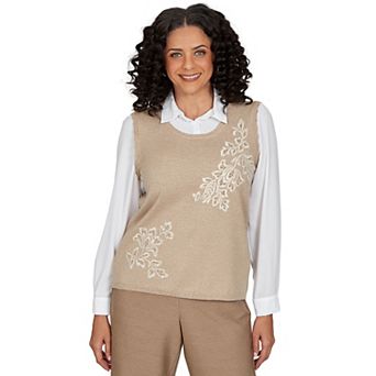 Women's Alfred Dunner Embroidered Vest Two-in-One with Top