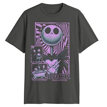 Men's Disney's Jack Skellington Pink Portrait Halloween Graphic Tee