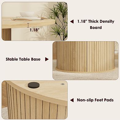 Round Dining Table for 4, Modern Kitchen Table with Built-in 2-Tier Storage Cabinet & Sliding Doors