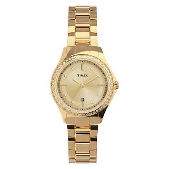 Timex® Celine Women's 30mm Gold Tone Crystal Bezel Bracelet Watch - TW6A04600