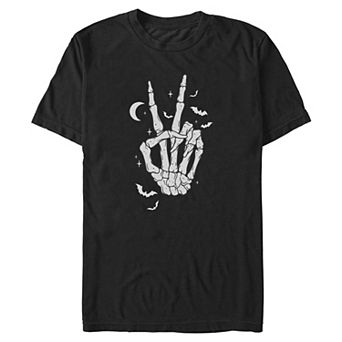 Men's Skeleton Peace Sign Halloween Graphic Tee