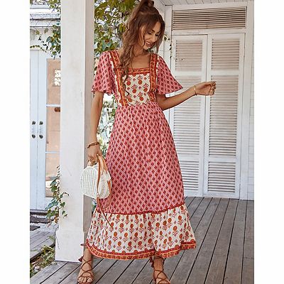 paper dolls square neck midi pencil dress in floral print paper dolls square neck midi pencil dress in floral print