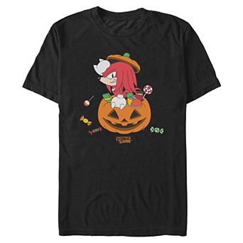 Men's Sonic The Hedgehog Knuckles Pumpkin Surprise Halloween Graphic Tee