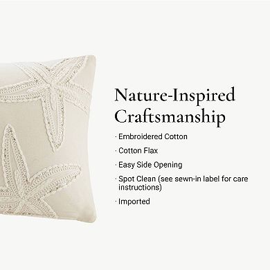 Harbor House Lily Starfish Embroidered Cotton Blend Pillow Cover