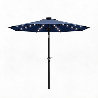 10FT Outdoor Patio Umbrella with 32 Solar LED Lights - 8 Sturdy Ribs - Crank Lift & Tilt, Waterproof