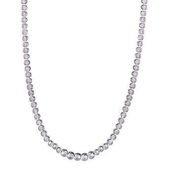 Adornia Silver Tone Bezeled Crystal Tennis Necklace