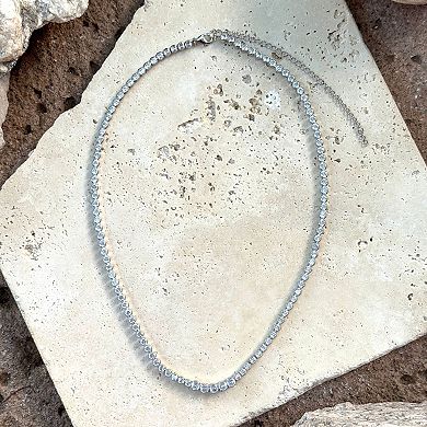 Adornia Silver Tone Bezeled Crystal Tennis Necklace