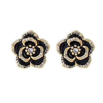 Adornia 14k Gold Flash Plated Cubic Zirconia Carnelian Flower Stud Earrings