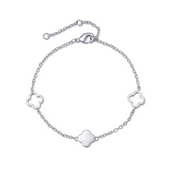 Adornia Silver Tone Clover Station Bracelet
