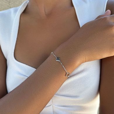 Adornia Silver Tone Clover Station Bracelet