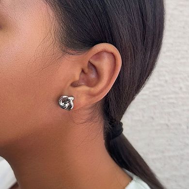 Adornia Silver Tone Chubby Knot Stud Earrings
