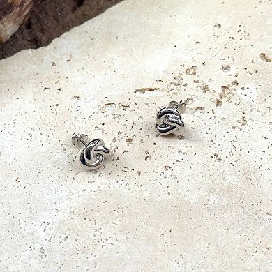 Adornia Silver Tone Chubby Knot Stud Earrings