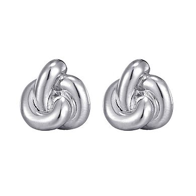 Adornia Silver Tone Chubby Knot Stud Earrings