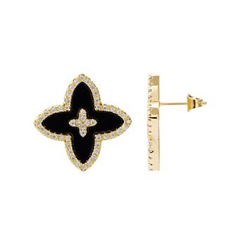 Adornia 14k Gold Flash Plated Cubic Zirconia Flower Stud Earrings