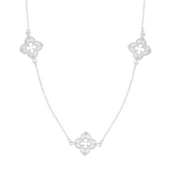 Adornia Silver Tone Clover Station Necklace