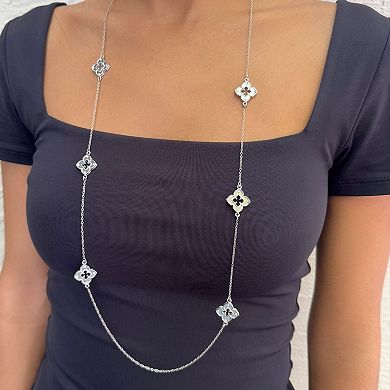 Adornia Silver Tone Clover Station Necklace