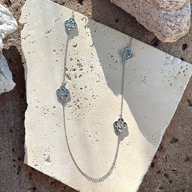Adornia Silver Tone Clover Station Necklace