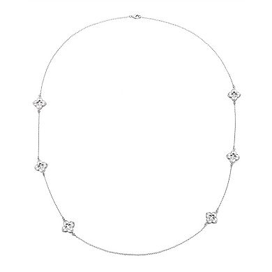 Adornia Silver Tone Clover Station Necklace