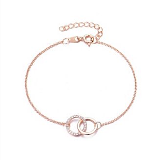 Adornia Brass 14k Rose Gold Flash Plated Pave Cubic Zirconia Adjustable Bracelet