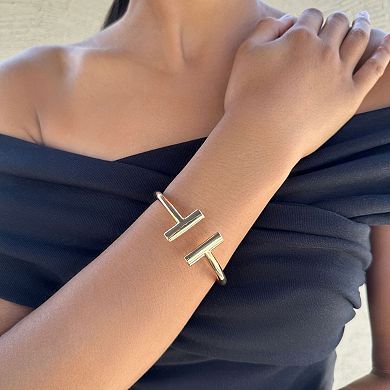 Adornia 14k Gold Flash Plated Bar Cuff Bracelet