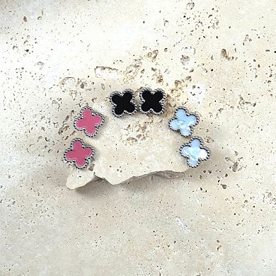 Adornia Tarnish Resistant Stainless Steel 3-Pair Clover Stud Earring Set