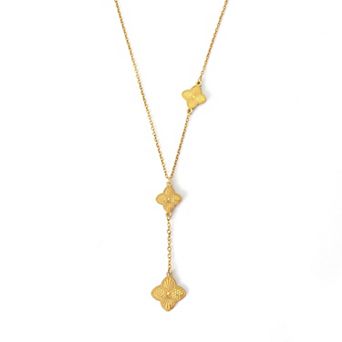 Adornia Tarnish Resistant 18k Gold Flash Plated Pointed 3-Clover Y-Necklace