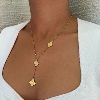 Adornia Tarnish Resistant 18k Gold Flash Plated Pointed 3-Clover Y-Necklace