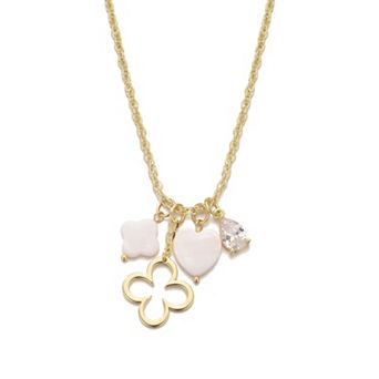 Adornia 14k Gold Flash Plated Clover Charm Pendant Necklace