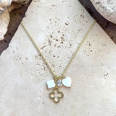 Adornia 14k Gold Flash Plated Clover Charm Pendant Necklace