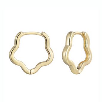 Adornia Brass 14k Gold Flash Plated Polished Flower Shaped Hoop Earrings