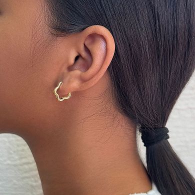 Adornia Brass 14k Gold Flash Plated Polished Flower Shaped Hoop Earrings